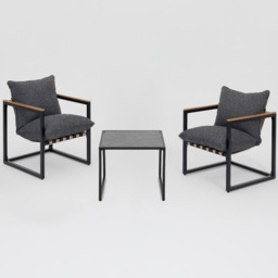 Home Detail Marbella 2 Seater Black Balcony Lounge Set with Dark Grey Cushions - Wilko - thumbnail 3