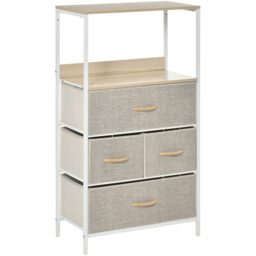 Portland 4 Drawer White and Wood Effect Chest of Drawers - Grey - Wilko - thumbnail 3