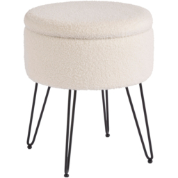 GFW Avery Cream Teddy Boucle Storage Stool - Size: 45 x 38 x 38cm - Wilko - thumbnail 3