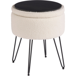 GFW Avery Cream Teddy Boucle Storage Stool - Size: 45 x 38 x 38cm - Wilko - thumbnail 4