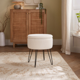 GFW Avery Cream Teddy Boucle Storage Stool - Size: 45 x 38 x 38cm - Wilko - thumbnail 7