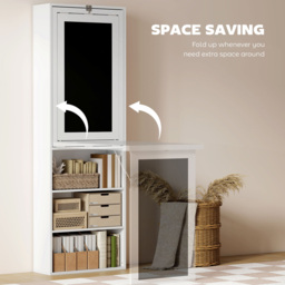 HOMCOM White Folding Convertible Desk with Blackboard and Bookshelf - Size: 153.0 cm x 51.0 cm x 98.0 cmcm - Wilko - thumbnail 5