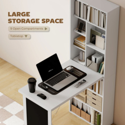 HOMCOM White Folding Convertible Desk with Blackboard and Bookshelf - Size: 153.0 cm x 51.0 cm x 98.0 cmcm - Wilko - thumbnail 6