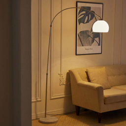 Living and Home White Adjustable LED Floor Lamp with Marble Base - Size: 180 x 25 x 25cm - Wilko - thumbnail 3