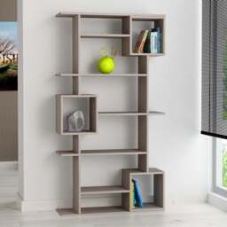 Decortie Soto 13 Shelf Mocha Grey Modern Bookcase Display Unit - Size: 173 x 92 x 25cm - Wilko - thumbnail 1