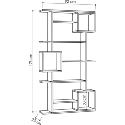 Decortie Soto 13 Shelf Mocha Grey Modern Bookcase Display Unit - Size: 173 x 92 x 25cm - Wilko - thumbnail 6