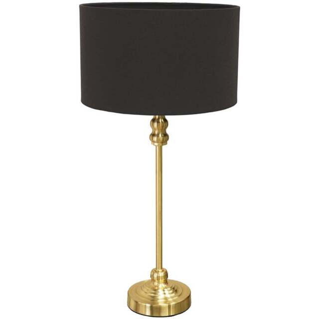 ValueLights Maggie Charcoal and Gold Drum Shade Candlestick LED Table Lamp - Size: 50 x 25 x 25cm - Wilko - image 1