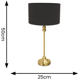 ValueLights Maggie Charcoal and Gold Drum Shade Candlestick LED Table Lamp - Size: 50 x 25 x 25cm - Wilko - thumbnail 5