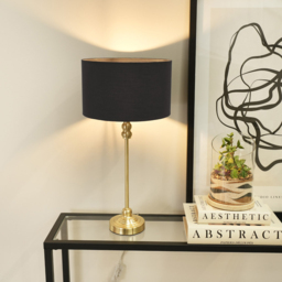 ValueLights Maggie Charcoal and Gold Drum Shade Candlestick LED Table Lamp - Size: 50 x 25 x 25cm - Wilko - thumbnail 3