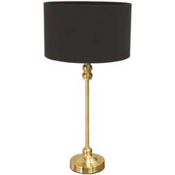 ValueLights Maggie Charcoal and Gold Drum Shade Candlestick LED Table Lamp - Size: 50 x 25 x 25cm - Wilko - thumbnail 1