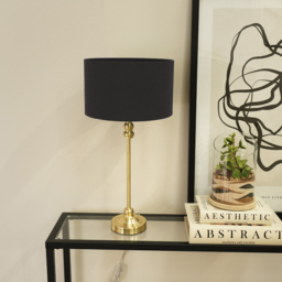 ValueLights Maggie Charcoal and Gold Drum Shade Candlestick LED Table Lamp - Size: 50 x 25 x 25cm - Wilko - thumbnail 4