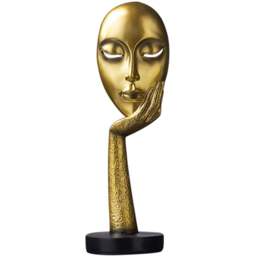 Living and Home Abstract Gold Resin Woman Face Statue 37cm - Size: 37 x 11.5 x 11.5cm - Wilko - thumbnail 1
