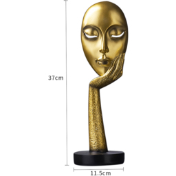 Living and Home Abstract Gold Resin Woman Face Statue 37cm - Size: 37 x 11.5 x 11.5cm - Wilko - thumbnail 4