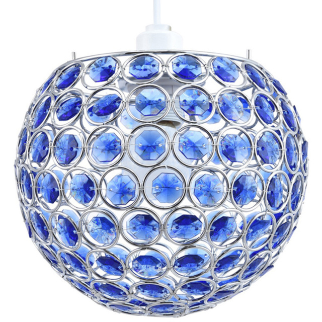 Happy Homewares Round Globe Small Blue Acrylic Bead Jewels Pendant Shade - Size: 18 x 18 x 18cm - Wilko - image 1