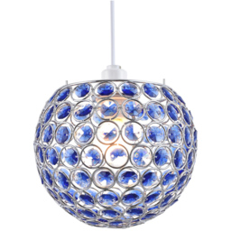 Happy Homewares Round Globe Small Blue Acrylic Bead Jewels Pendant Shade - Size: 18 x 18 x 18cm - Wilko - thumbnail 4