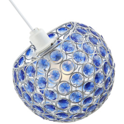 Happy Homewares Round Globe Small Blue Acrylic Bead Jewels Pendant Shade - Size: 18 x 18 x 18cm - Wilko - thumbnail 6