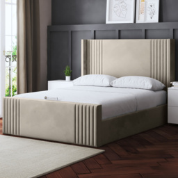DS Living Elara Small Double Cream Winged Panel Ottoman Bed with Headboard - Wilko