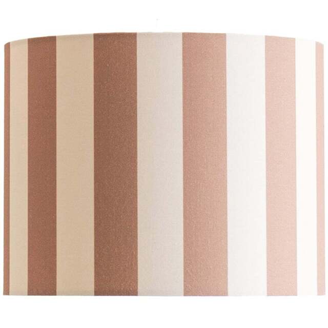 ValueLights Callie Colour Clash Natural and Brown Striped Fabric Small Drum Lamp Shade - Size: 20 x 26 x 26cm - Multi - Wilko - image 1