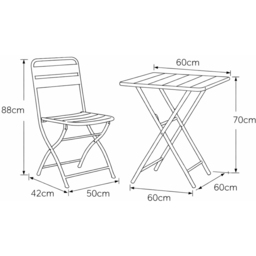 Artemis Home Colourways 2 Seater Black Vibrant Folding Bistro Set - Wilko - thumbnail 3