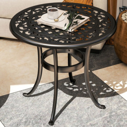 Outsunny Cast Aluminium Frame Round Garden Table Black - Size: 52.5 x 60 x 60cm - Wilko - thumbnail 1