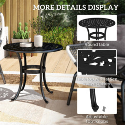Outsunny Cast Aluminium Frame Round Garden Table Black - Size: 52.5 x 60 x 60cm - Wilko - thumbnail 7