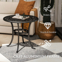 Outsunny Cast Aluminium Frame Round Garden Table Black - Size: 52.5 x 60 x 60cm - Wilko - thumbnail 6