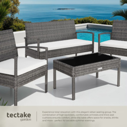 tectake Sparta 4 Seater Grey Rattan Garden Lounge Set - Wilko - thumbnail 5