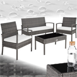 tectake Sparta 4 Seater Grey Rattan Garden Lounge Set - Wilko - thumbnail 3