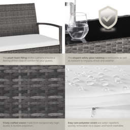 tectake Sparta 4 Seater Grey Rattan Garden Lounge Set - Wilko - thumbnail 6