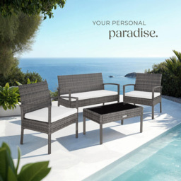 tectake Sparta 4 Seater Grey Rattan Garden Lounge Set - Wilko - thumbnail 4