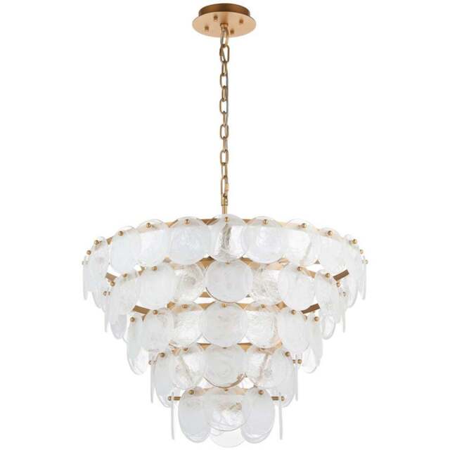 Merano Trapani White Clear Glass Antique Gold Paint Pendant Light - Size: 63.5 x 63.5 x 212.5cm - Wilko - image 1