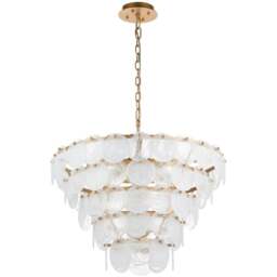 Merano Trapani White Clear Glass Antique Gold Paint Pendant Light - Size: 63.5 x 63.5 x 212.5cm - Wilko - thumbnail 1