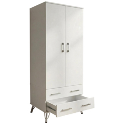 FWStyle Maldon 2 Door 2 Drawer White Wardrobe - Matt White - Wilko - thumbnail 4