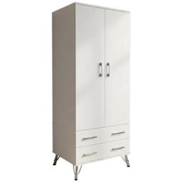 FWStyle Maldon 2 Door 2 Drawer White Wardrobe - Matt White - Wilko - thumbnail 3