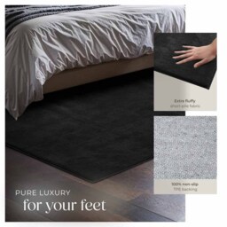tectake Zonelle Black Short Pile Ultra Soft Rug 170 x 120cm - Size: 210 x 95 x 1cm - White - Wilko - thumbnail 5