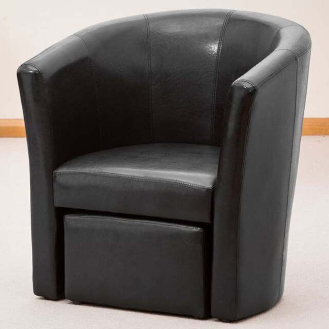 Artemis Home Halewood Black Tub Chair with Foot Stool - Size: Single - Wilko - image 1