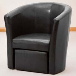 Artemis Home Halewood Black Tub Chair with Foot Stool - Size: Single - Wilko