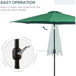 Outsunny Green Crank and Tilt Parasol 3m - Wilko - thumbnail 6