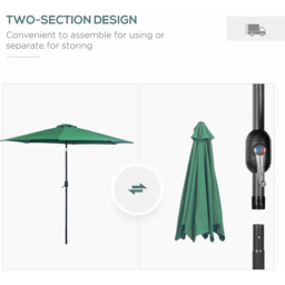 Outsunny Green Crank and Tilt Parasol 3m - Wilko - thumbnail 7