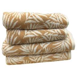 Bellissimo Botanical Turkish Cotton Beige Hand and Bath Towels Set of 4 - Size: 70 x 125cm - Cream - Wilko