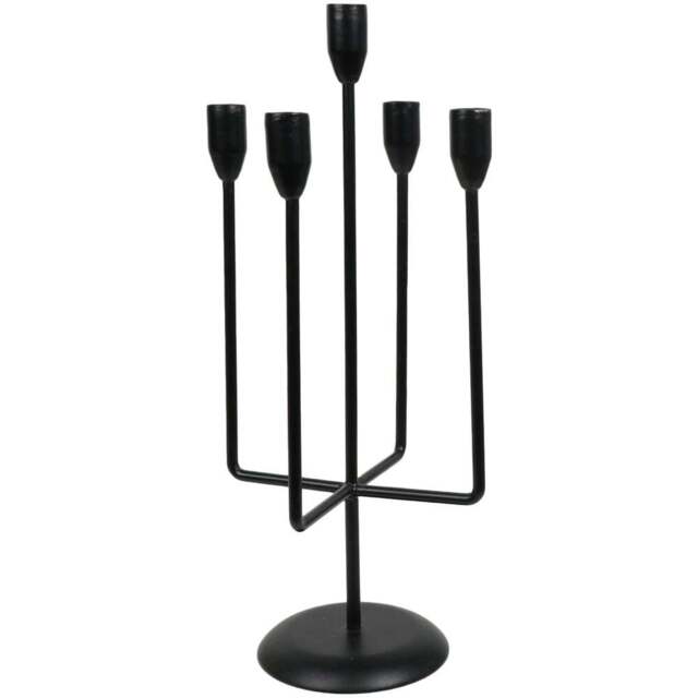 Black 5 Arm Candle Holder - Size: 19 x 44 x 19 - Wilko