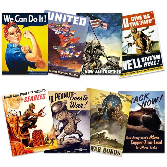 Artery8 Vintage World War 2 US Military Wall Art Print 30 x 41cm 8 Pack - Size: 40.5 x 30.5 x 0.3cm - Multi - Wilko - image 1