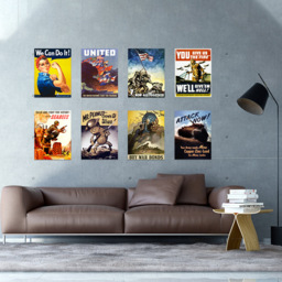 Artery8 Vintage World War 2 US Military Wall Art Print 30 x 41cm 8 Pack - Size: 40.5 x 30.5 x 0.3cm - Multi - Wilko - thumbnail 3