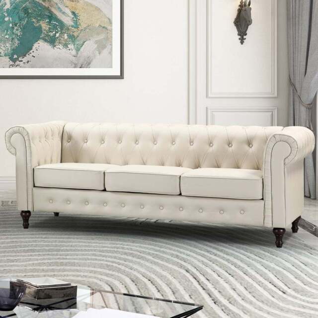 Richland 3 Seater Cream Leather Sofa - Artemis Home - Wilko - image 1