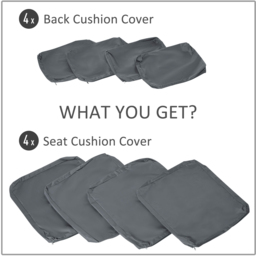 Outsunny Grey Rattan Sofa Seat Cushion Cover 8 Pack - Size: 8 Piece - Wilko - thumbnail 5