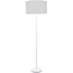 ValueLights Charlie Grey Drum Shade White Floor Lamp and Bulb - Size: 148 x 45 x 45cm - Wilko - thumbnail 1