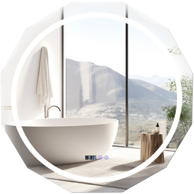 Costway 3 Colour Light Memory Function Wall Mounted Mirror - Size: 94 x 93cm - White - Wilko - image 1