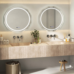 Costway 3 Colour Light Memory Function Wall Mounted Mirror - Size: 94 x 93cm - White - Wilko - thumbnail 5