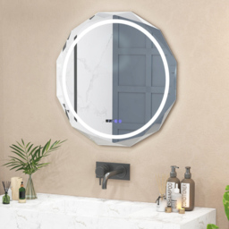 Costway 3 Colour Light Memory Function Wall Mounted Mirror - Size: 94 x 93cm - White - Wilko - thumbnail 3