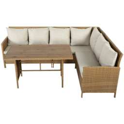 HGD Alia 6 Seater Brown and Grey Rattan Garden Corner Dining Sofa Set with Polywood Table - Wilko - thumbnail 4